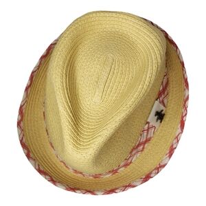 Original Penguin Paper Straw Porkpie Fedora Plaid Band New Repaired Flaw Autumn